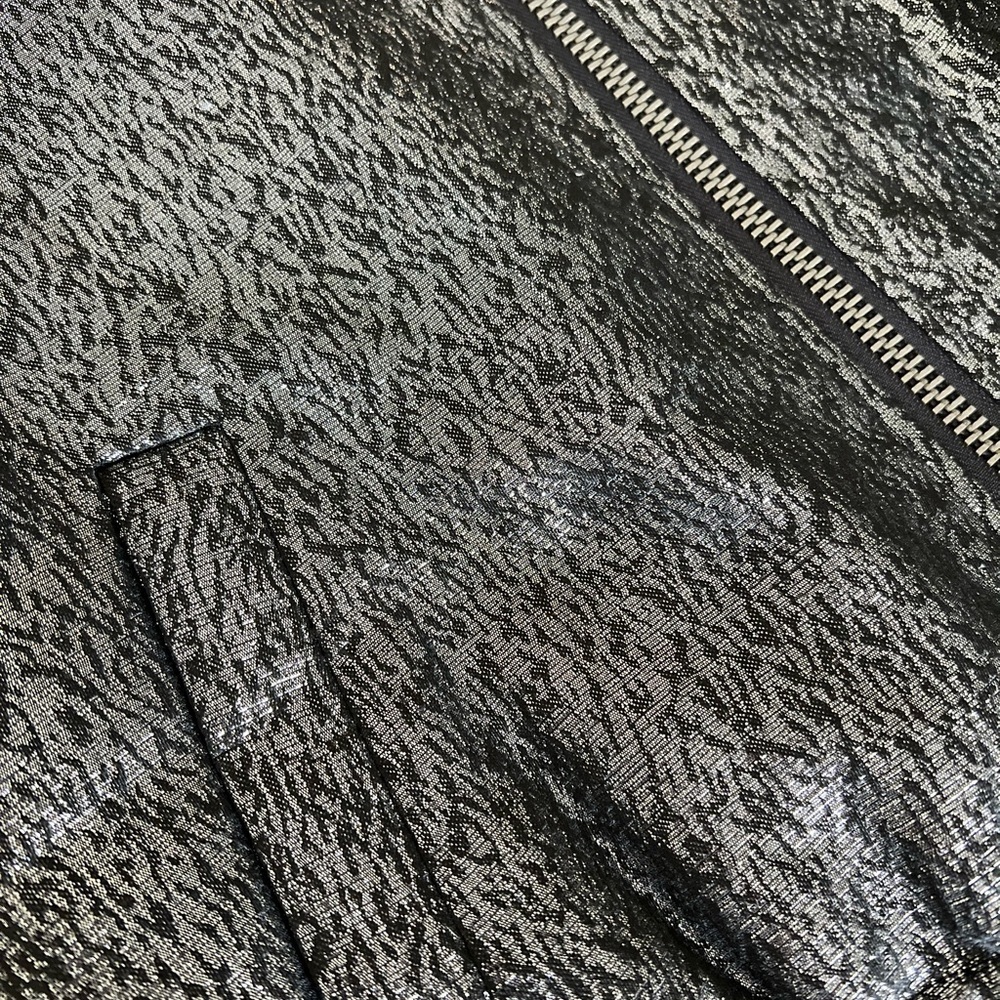 PAIGE x Rosie Huntington-Whitel Metallic Boxy Cropped Bomber Jacket Silv… - Picture 5 of 5